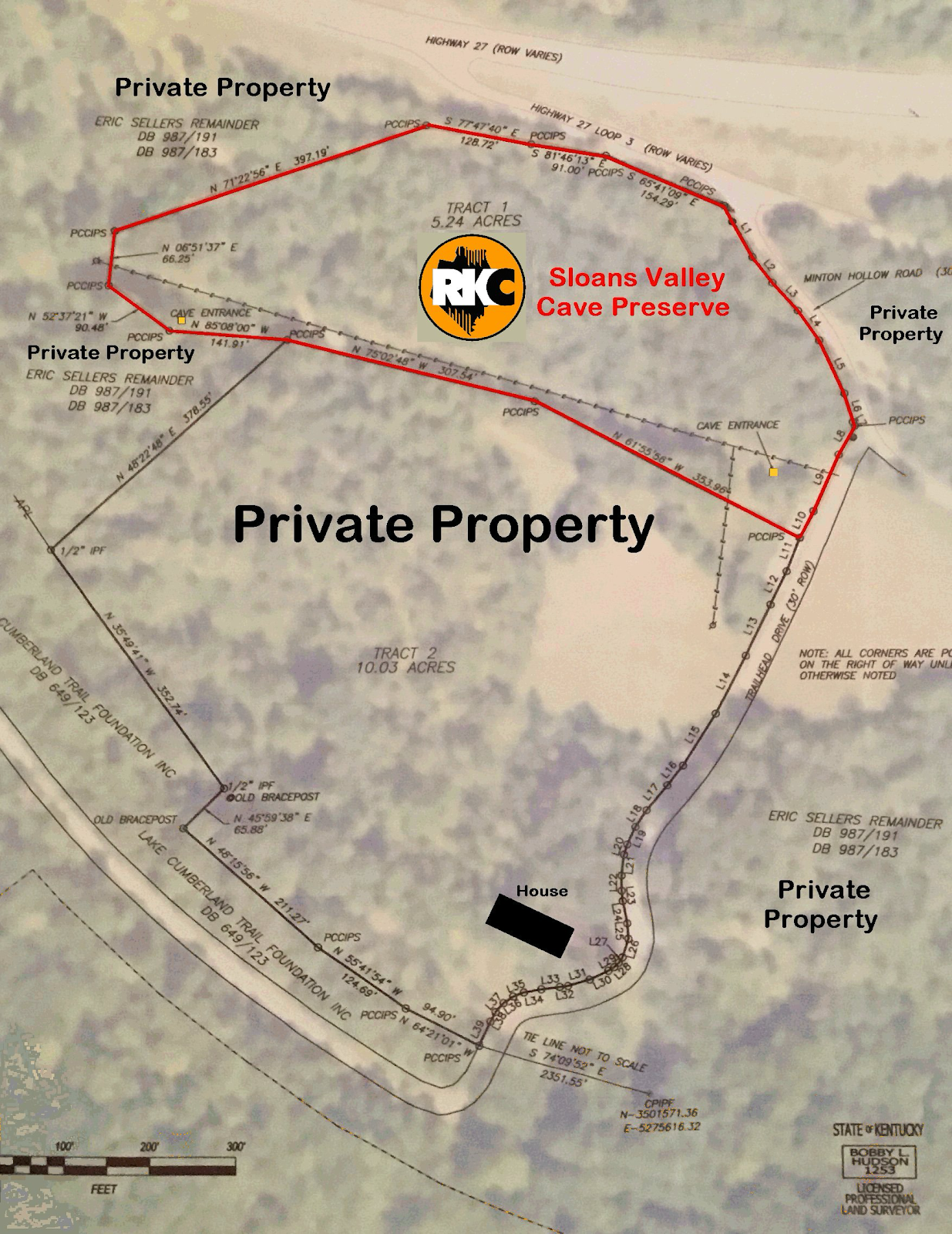 Sloans Valley Cave Private Property Aerial Map.png